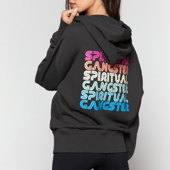 Spiritual Gangster Rainbow Pullover Hoodie Black S - Picture 8 of 8
